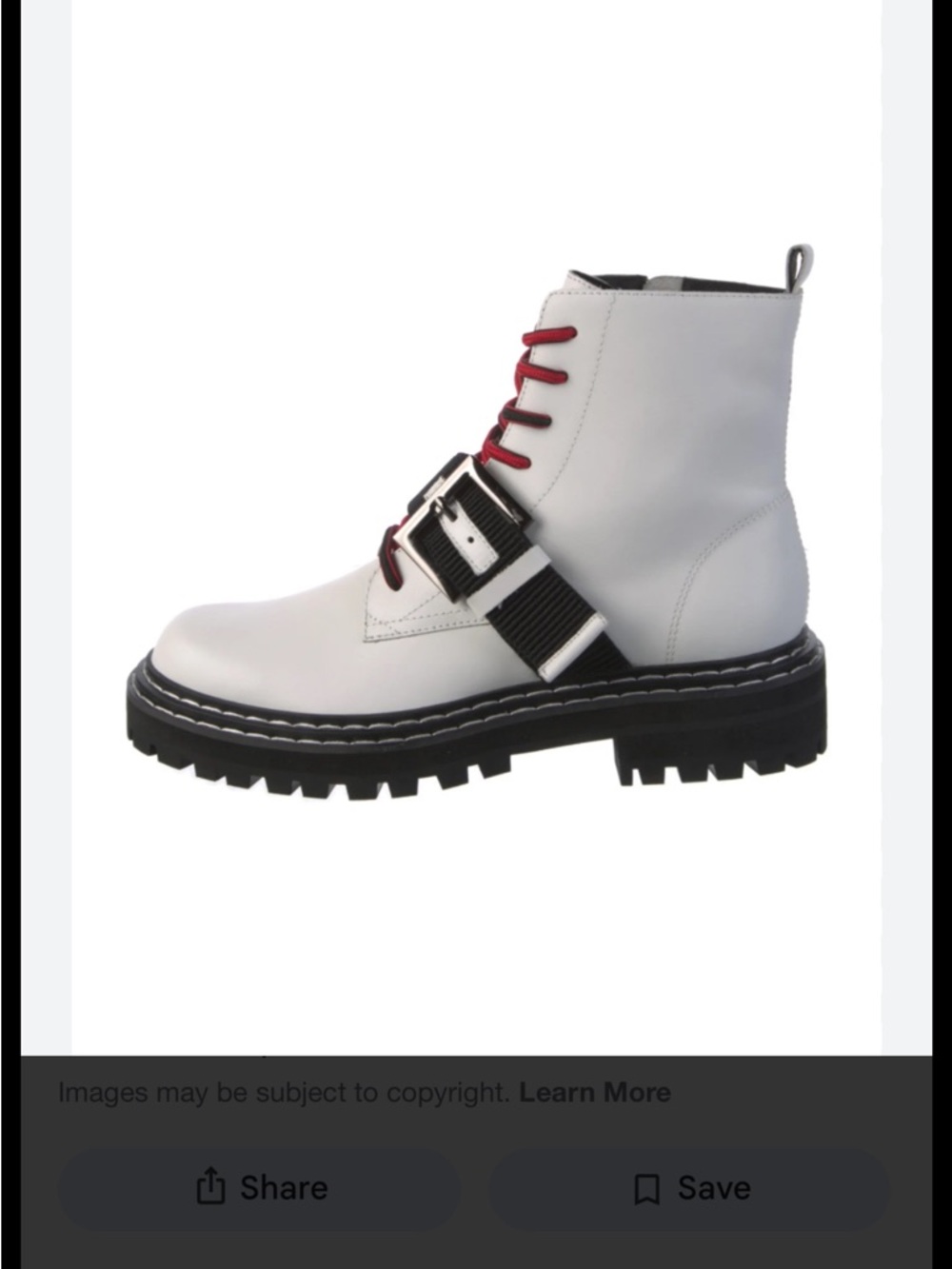 CECILIA NEW YORK White Combat Boot with Red Laces and Black Strap - NEVER WORN